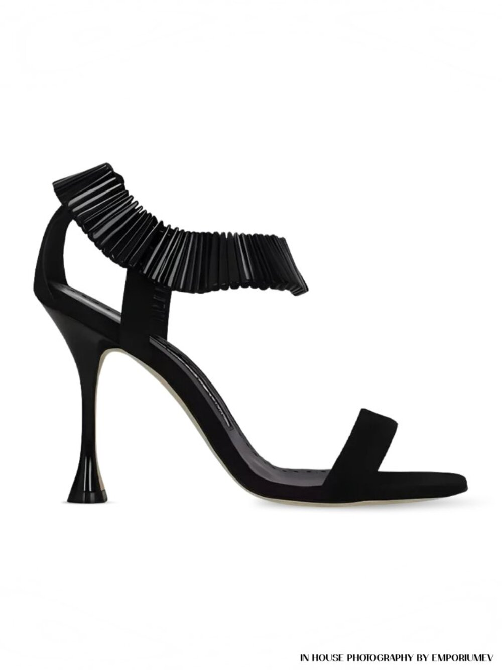 Manolo Blahnik Bonisan Black Suede 38 IT 8 US Handmade Sandals